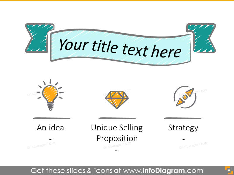 scribble title banner ribbon idea value strategy symbols