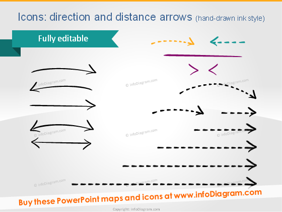 map routes icons handdrawn arrows sketch powerpoint