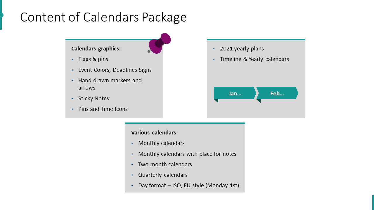 Content of Calendars Package