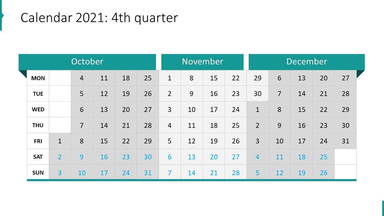 Calendar 2021: 4th quarter