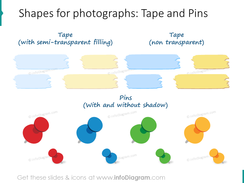 Tape pin transparent pictures for powerpoint slides