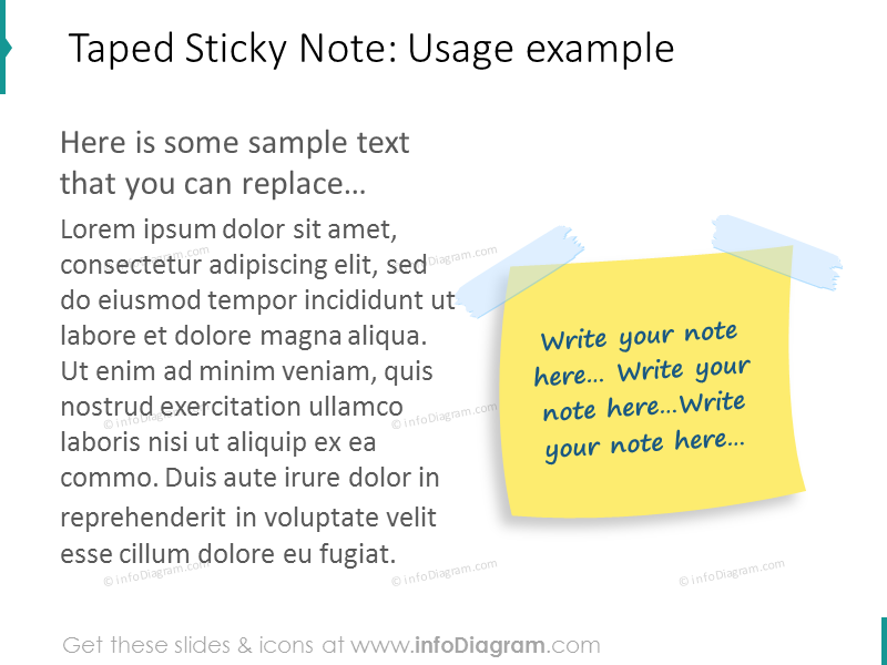 taped post it ppt picture example usage quote