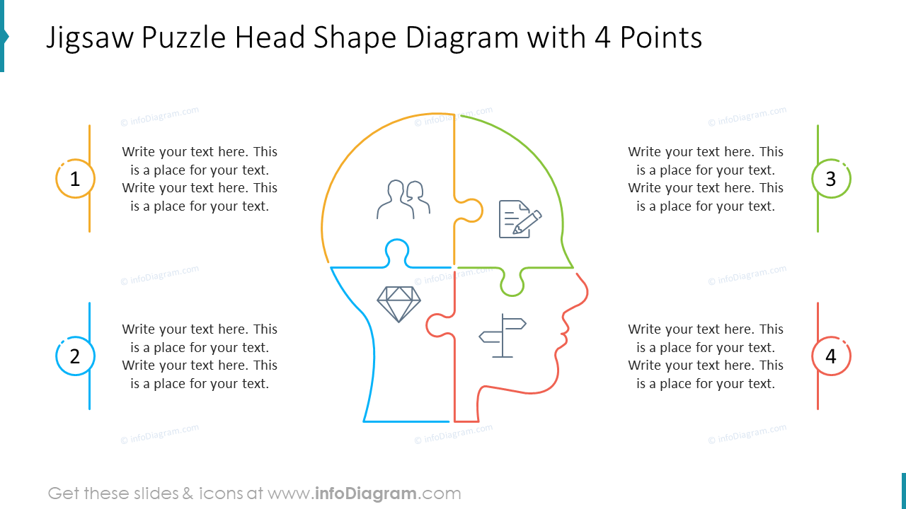 Jigsaw Puzzle Head Shape Diagram with 4 Points