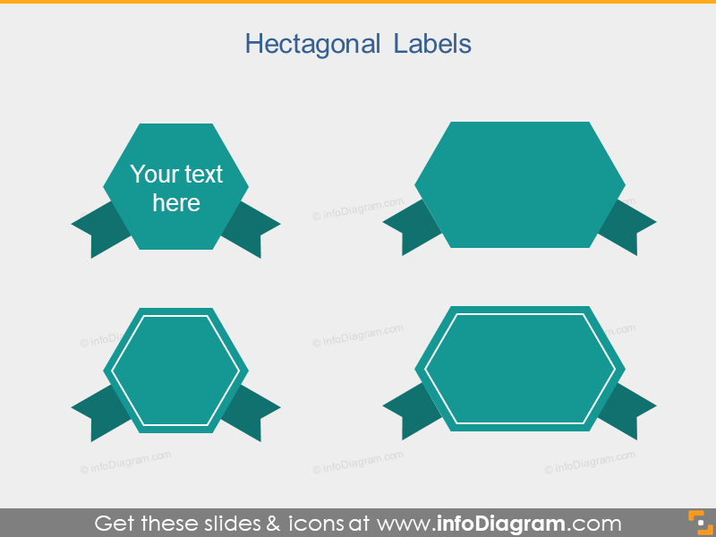 Flat Label Hectagonal PowerPoint Slide Title Field