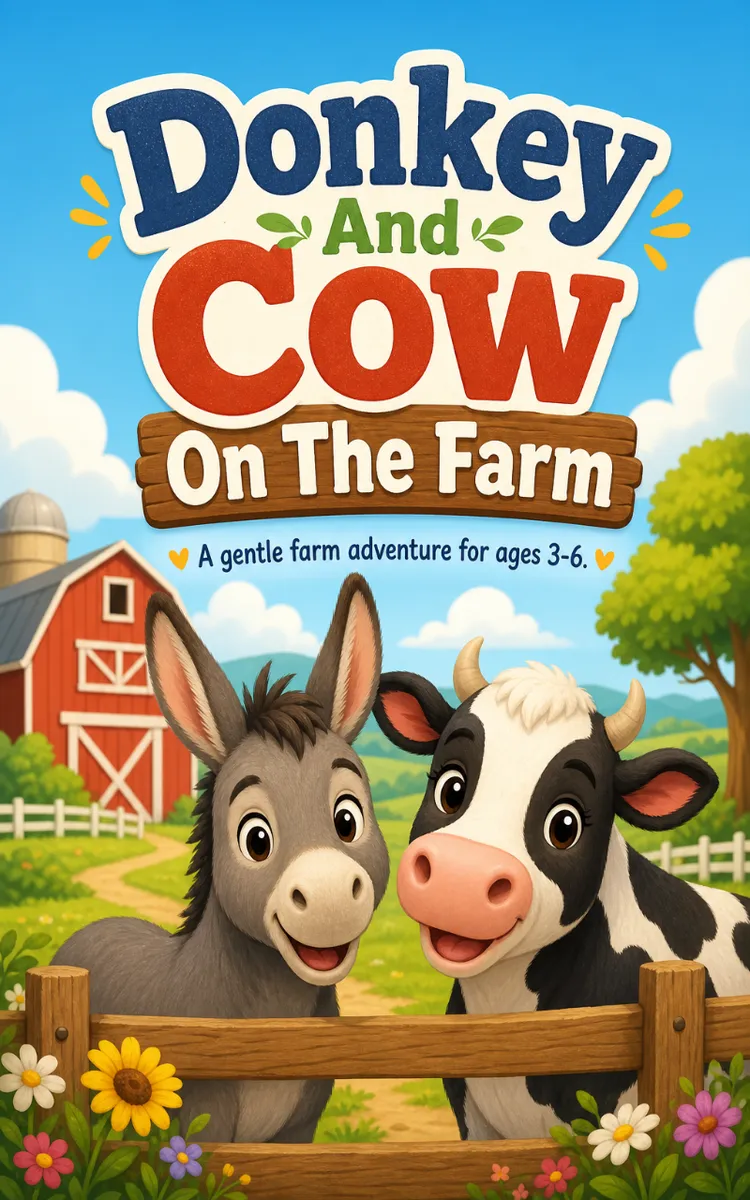 Donkey And Cow On The Farm