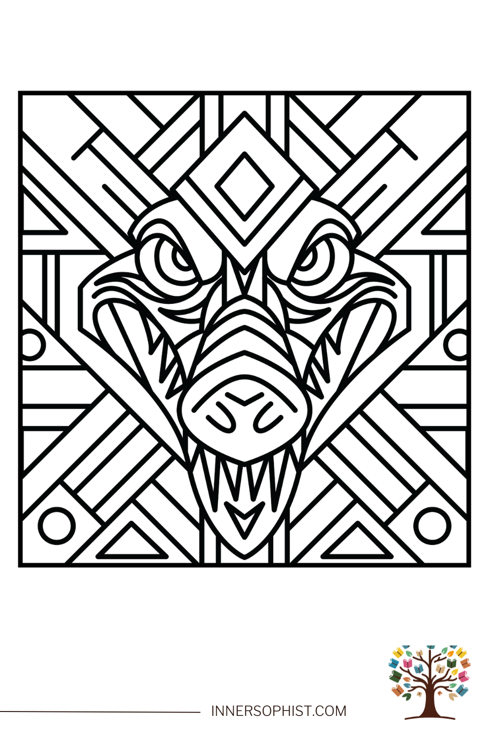 Abstract Alligator Coloring Page