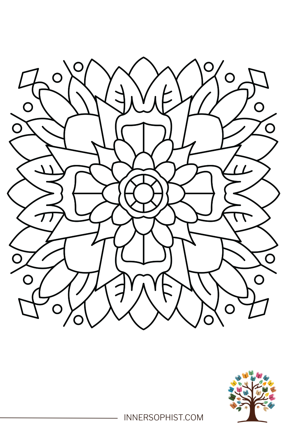 Mandala Coloring Page - Bold Floral Mandala Design
