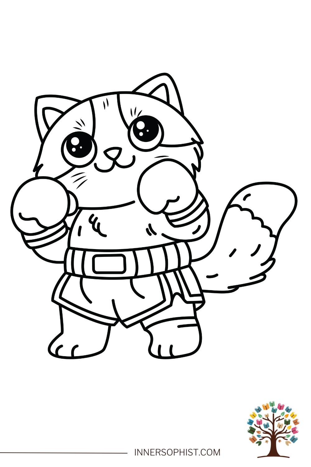 Boxing Cat - Coloring Page
