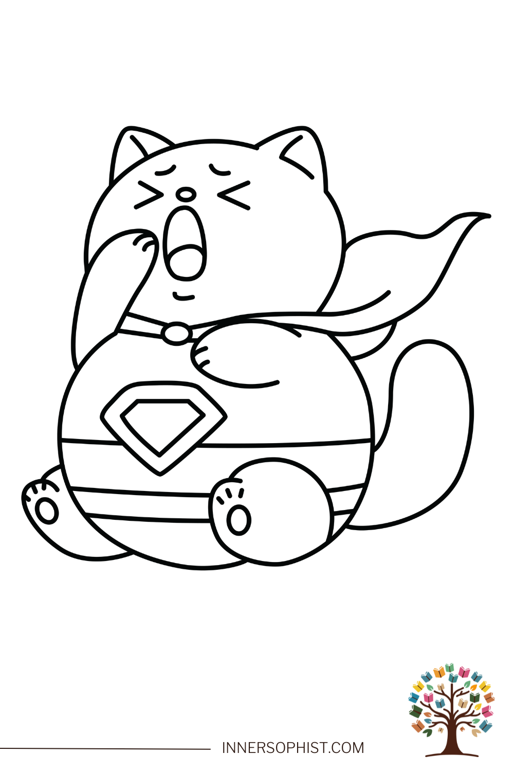 Cat Yawning Coloring Page