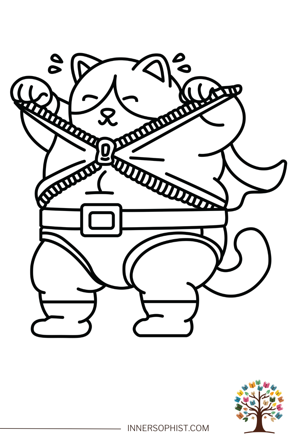 Cat Zipping Costume Coloring Page