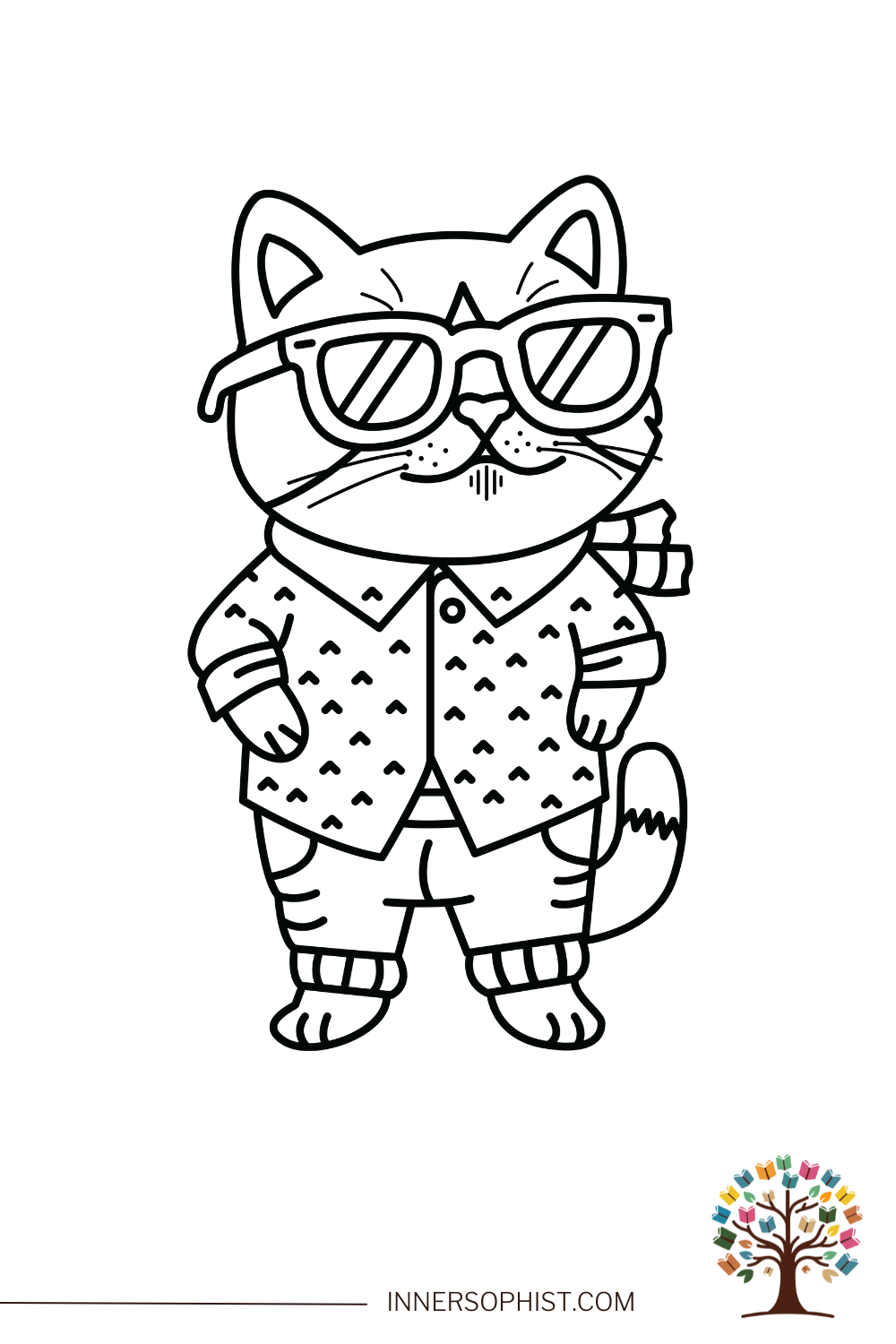 Cool Cat in Sunglasses - Coloring Page