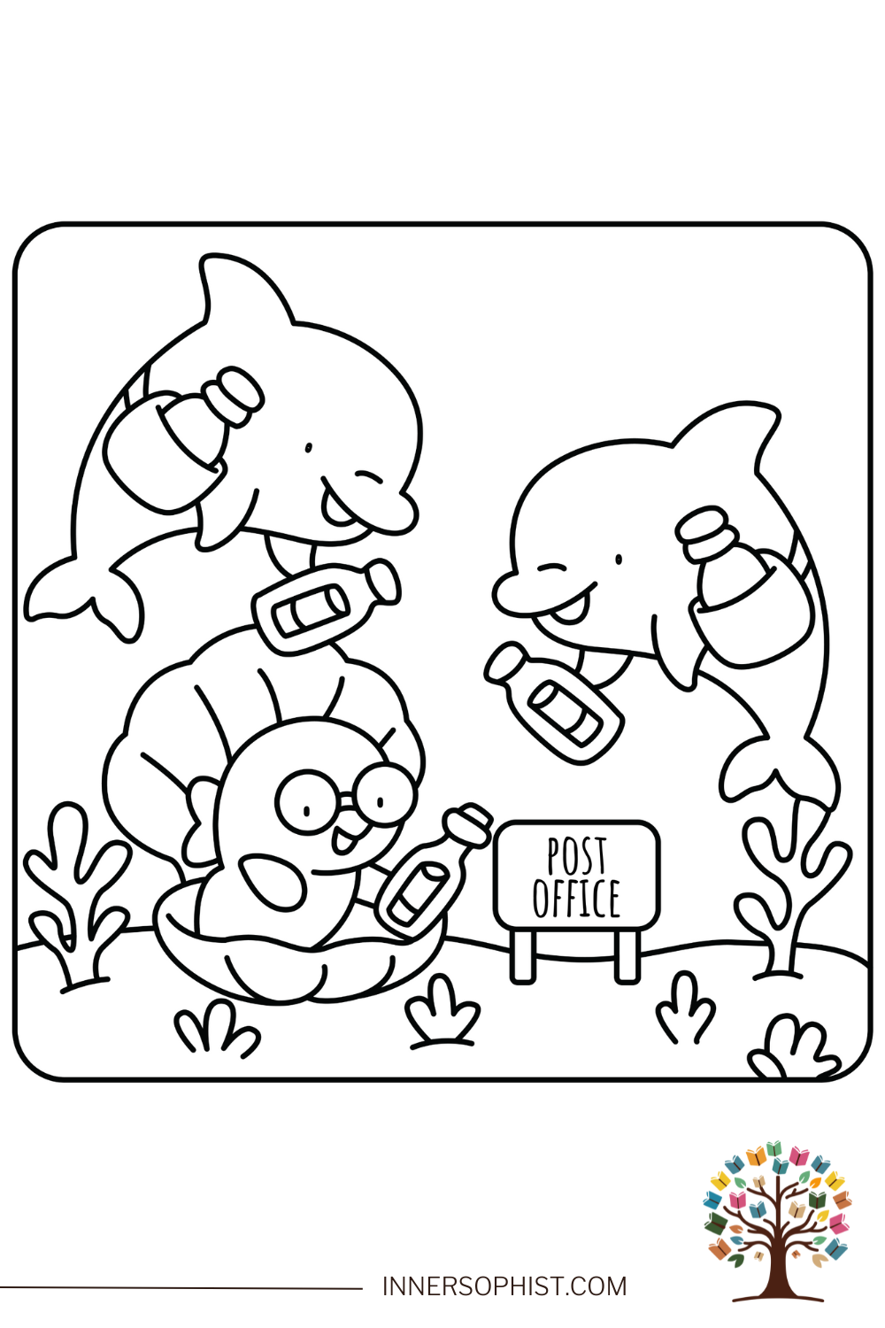 Dolphin Mail Delivery Coloring Page