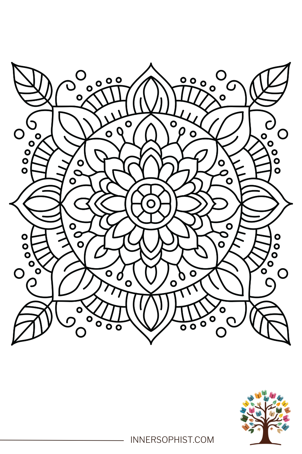 Mandala Coloring Page - Floral Leaf Mandala