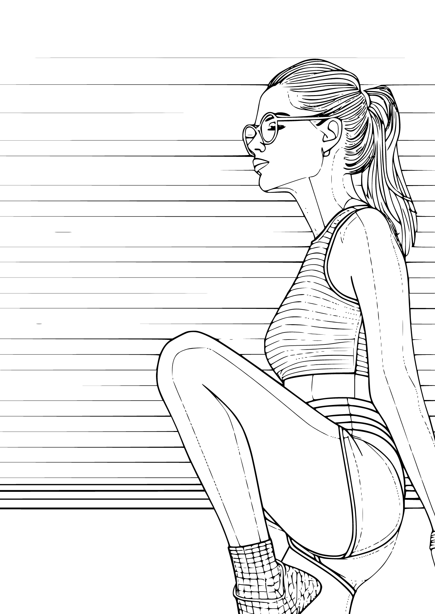 Casual Lady Coloring Page