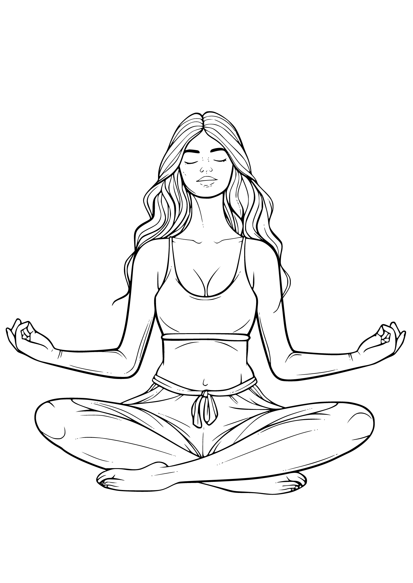 Meditative Lady Coloring Page