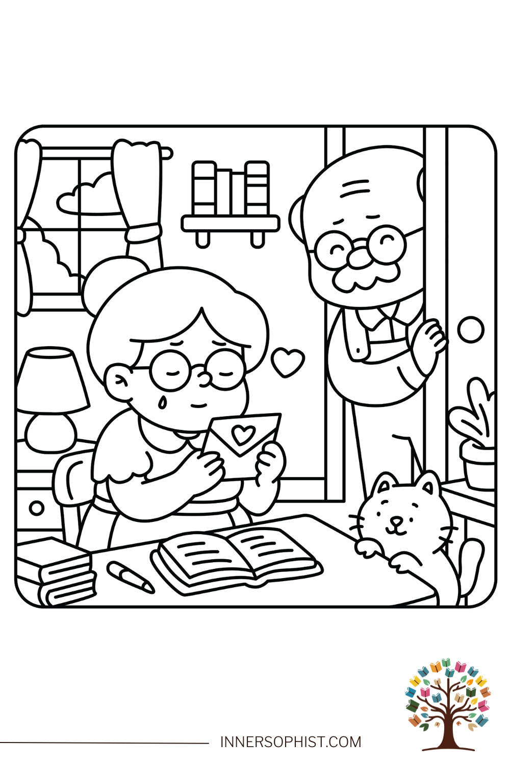 Grandma Reading Love Letter Coloring Page