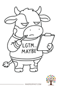 LGTM Maybe Code Review Developer Cow Programmer Meme Coloring Page - Premium coloring page