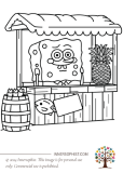 Spongebob Look-a-Like Pineapple Stand - Coloring Page