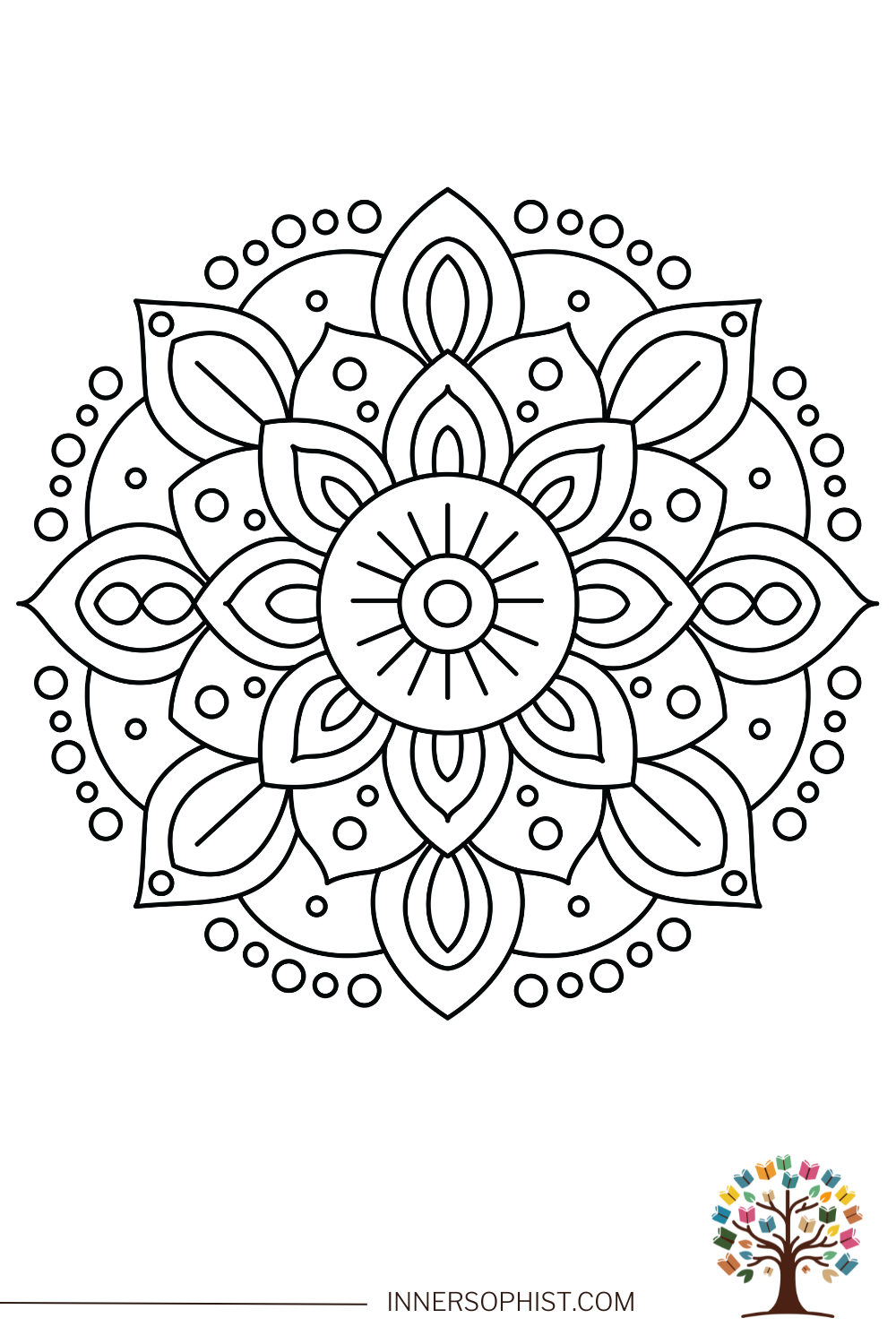 Mandala Coloring Page - Sun and Flower Mandala