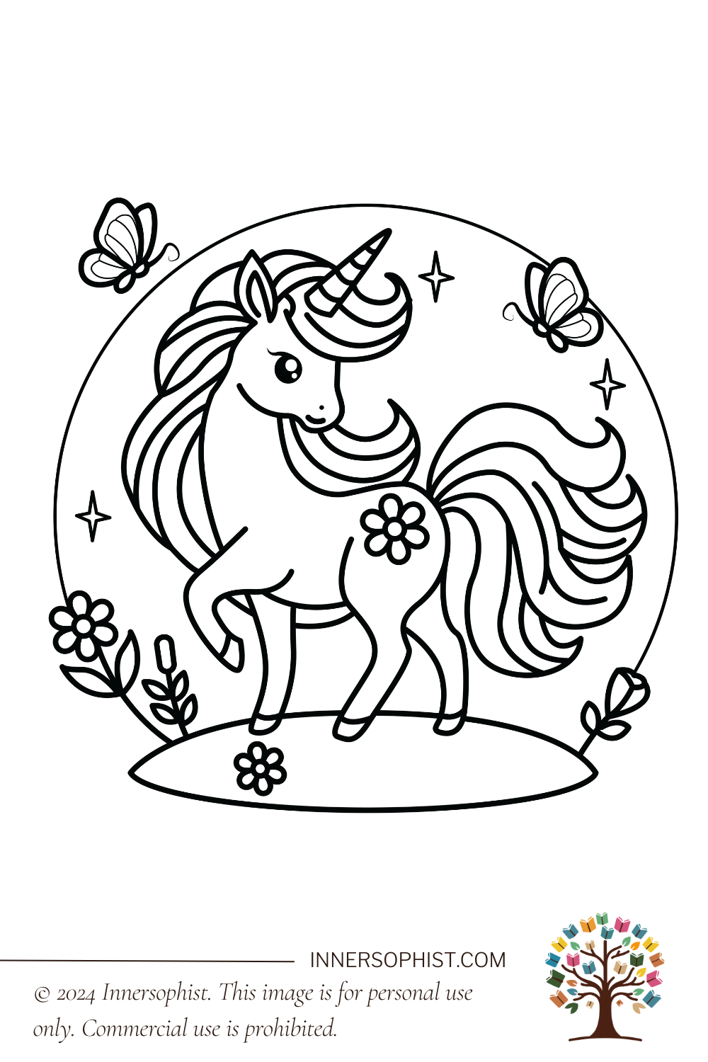 Majestic Unicorn - Coloring Page