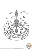 Paris Eiffel Tower Landmark Coloring Page — free printable coloring page