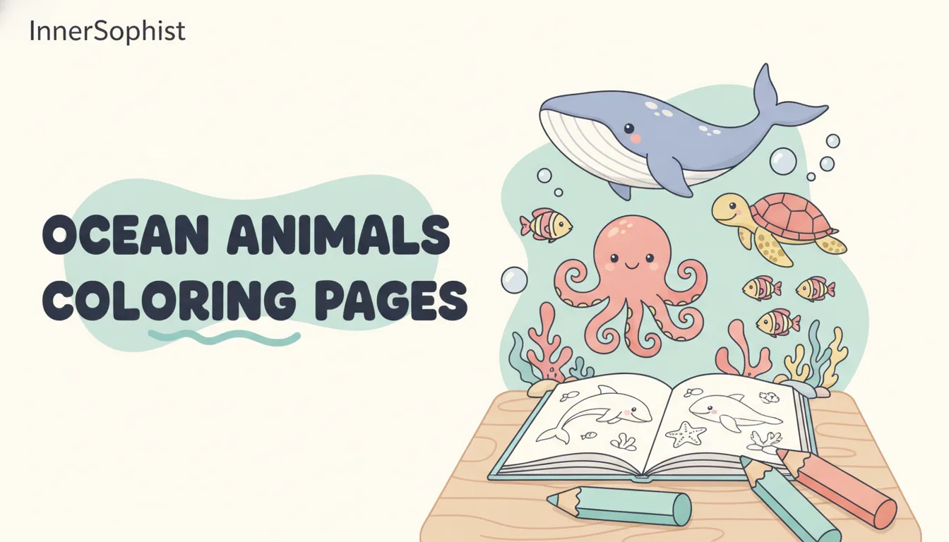 Free ocean animals coloring pages collection — walrus, penguin, sea otter and cute sea creatures for kids