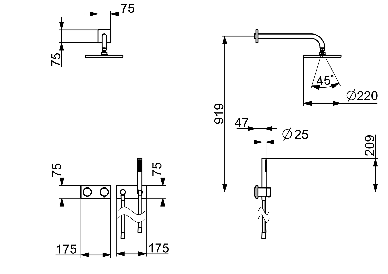 44870082 Afwerkset voor douchekraan HANSALIVING HANSA