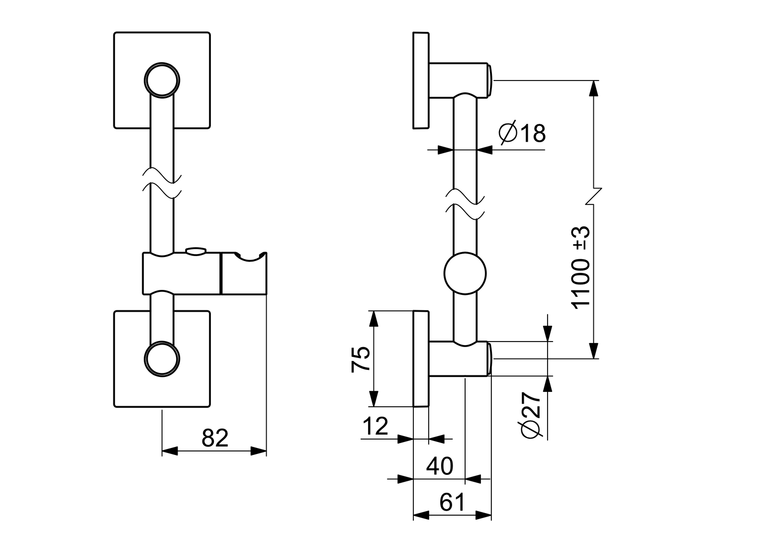 44410100 | Wandstange | HANSA | HANSA