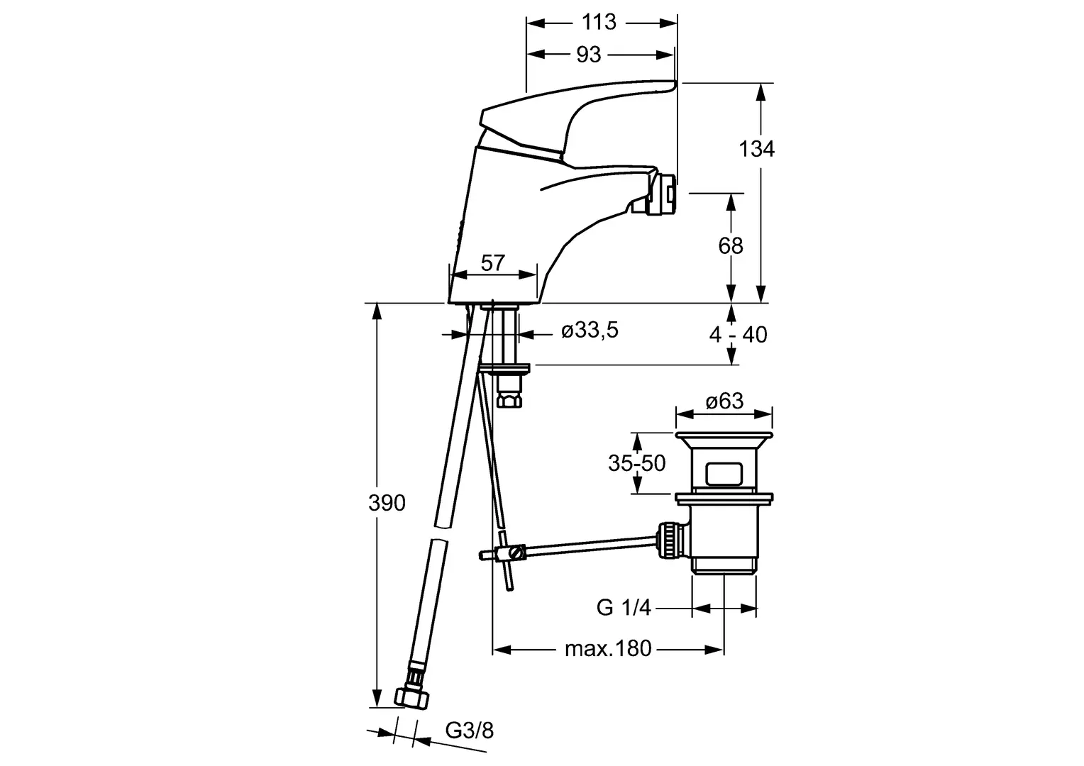 01063283, Miscelatore bidet, HANSAMIX