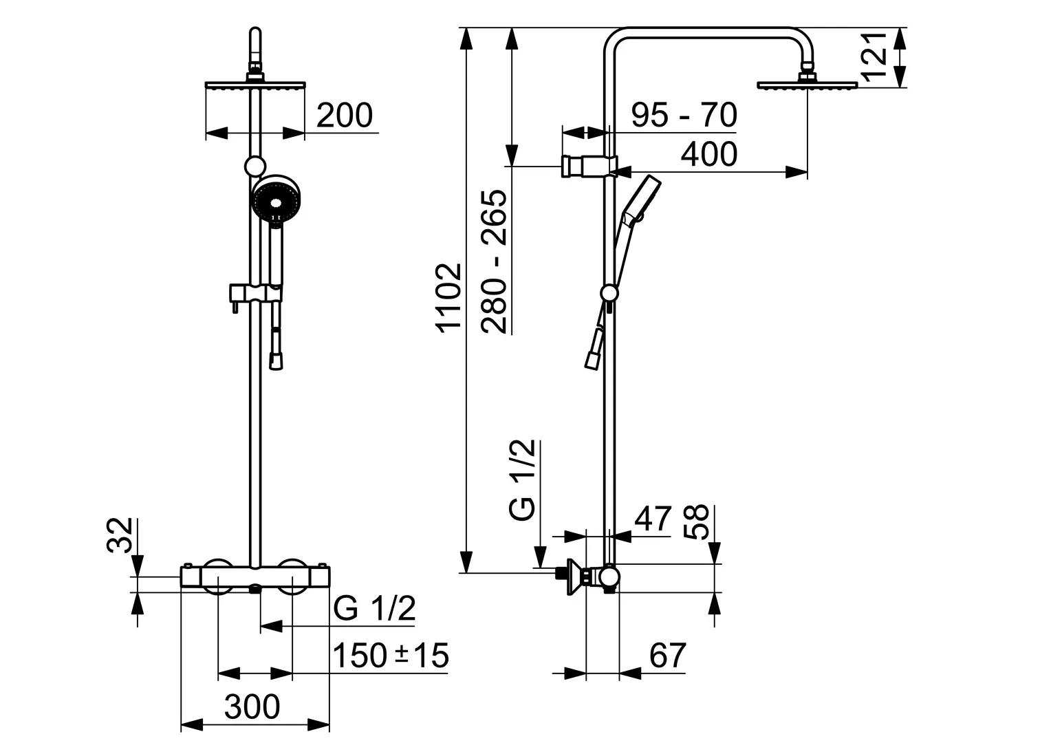 Hansa Micra Thermostat Duscharmatur Set mit Basicjet Duschsystem