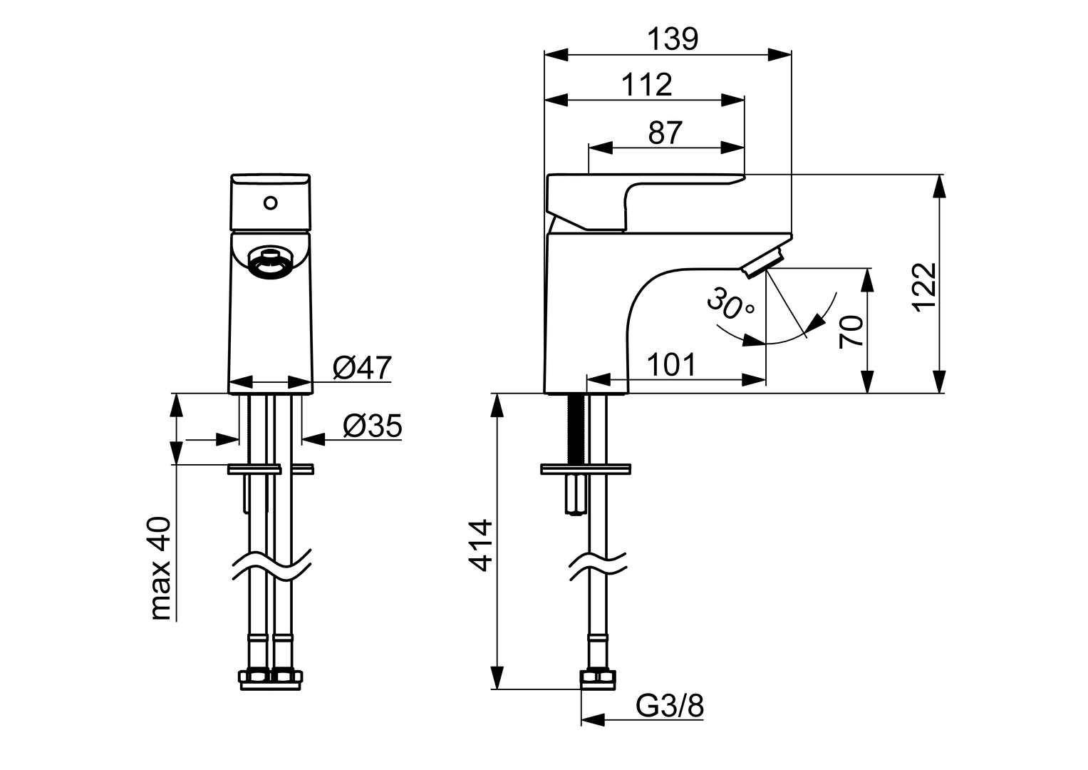 55422203 Washbasin Faucet HANSABASIC HANSA   180109 55422203(2022) Dimdrw 