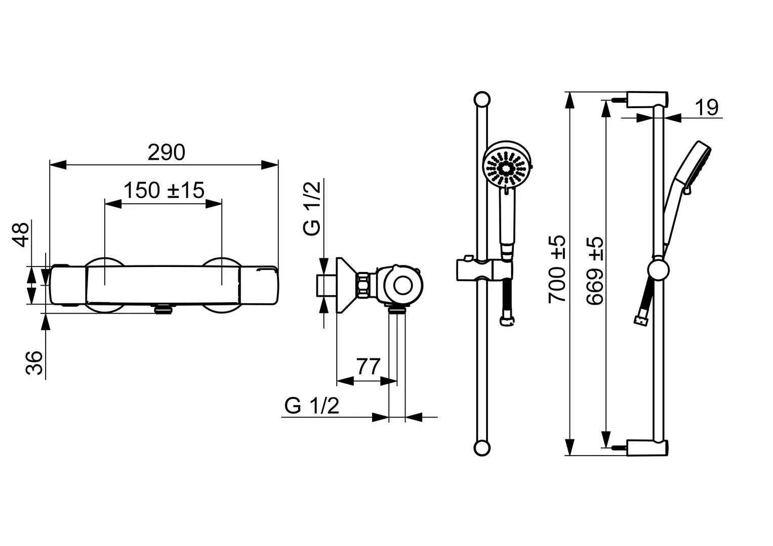 55150131 | Shower faucet with shower set | HANSABASIC | HANSA