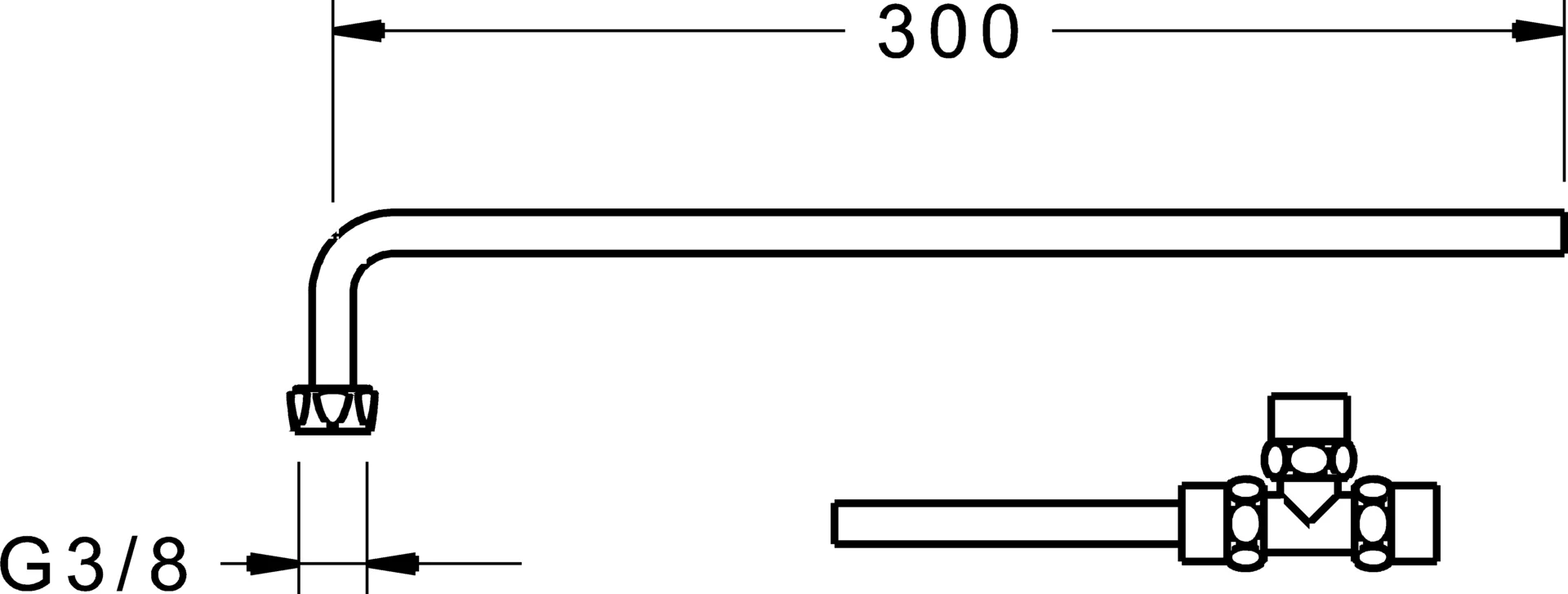 66380100, Anschlussrohr, L=300 mm, HANSAMINIMAT