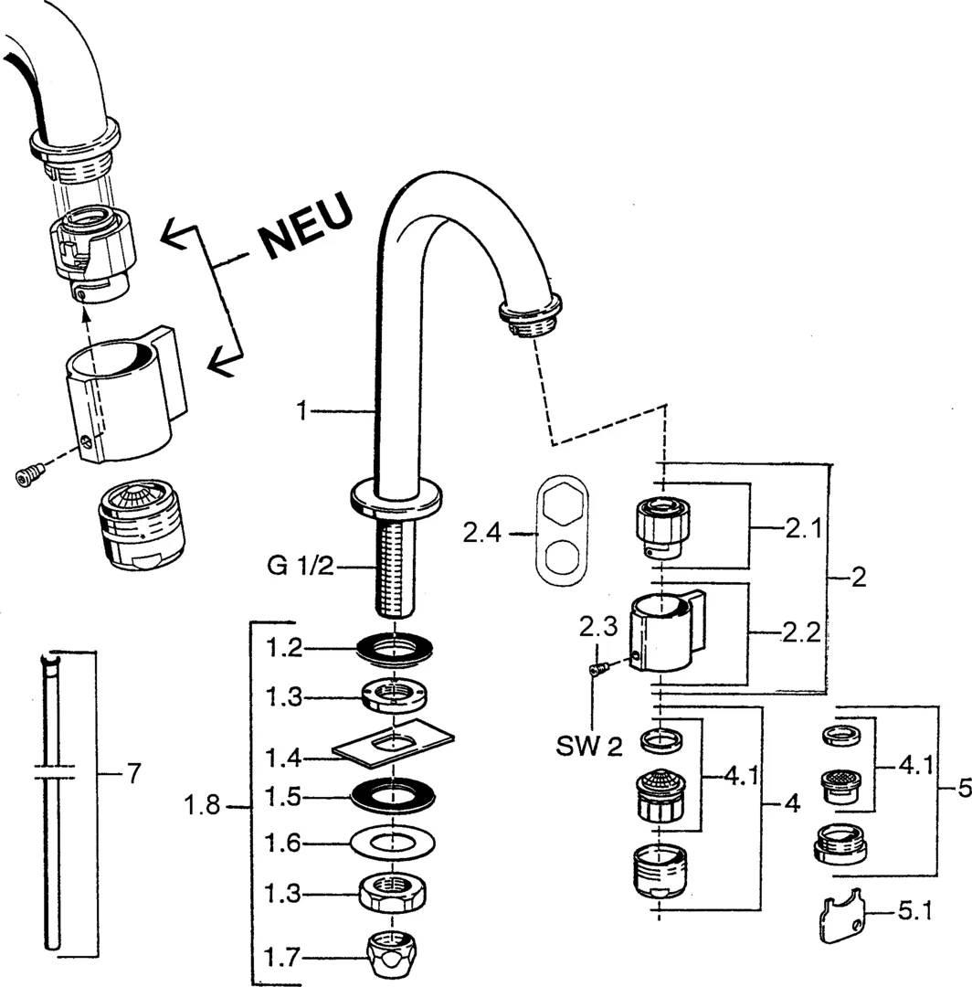 Hansa robinet eau froide lave-mains de série Nova style haut