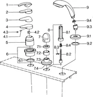 Fertigmontageset für Wanne/Brause