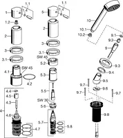 Cover part for bath and shower faucet