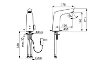 HANSAMEDIPRO, Stojanková batéria pre umývadlovú misu, 230/9 V, Bluetooth, 05682129