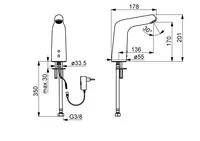 HANSAMEDIPRO, Stojanková batéria pre umývadlovú misu, 230/9 V, Bluetooth, 05682029