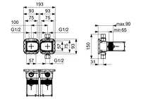 HANSAMATRIX, Corpo per miscelatore incasso vasca-doccia, 230/12 V, 44080000