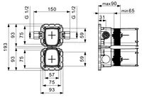 HANSAMATRIX, Corpo incasso per  miscelatore lavabo, 230/12 V, 44090000