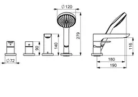 HANSALIGNA, Fertigmontageset für Wanne/Brause, 72 mm, 06442073