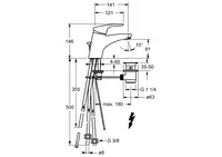 HANSAMIX, Washbasin faucet, low pressure, 01131183