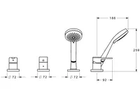 HANSARONDA, Fertigmontageset für Wanne/Brause, 72 mm, 03419073