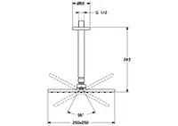 HANSAVIVA, Sprchová s dešťovou sprchou, 250x250 mm, 44270340