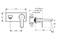 HANSALIGNA, Fertigset für Waschtisch-Batterie, 44892103