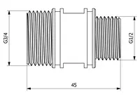 HANSA, Übergangsnippel, G1/2-G3/4, L=45, 59909003