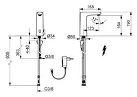 HANSAELECTRA, Robinetterie lavabo écoulement libre, 230/9 V, Bluetooth, 93631129