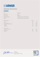 Schválenie/Prehlásenie Materials Declaration