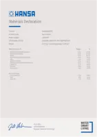 Schválenie/Prehlásenie Materials Declaration