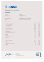 Schválení/Prohlášení Materials Declaration